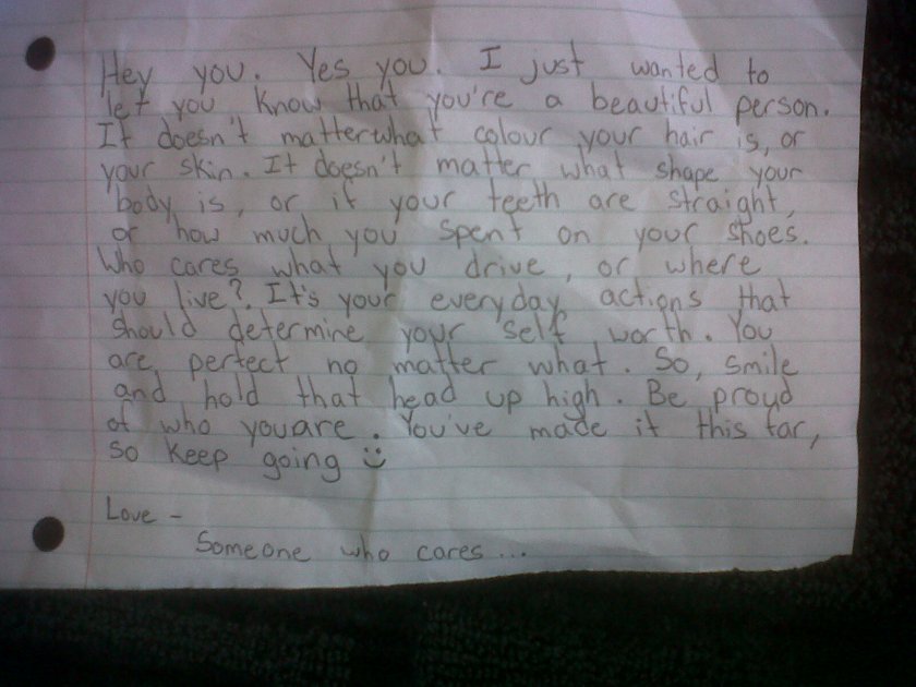 Note left on a windscreen...