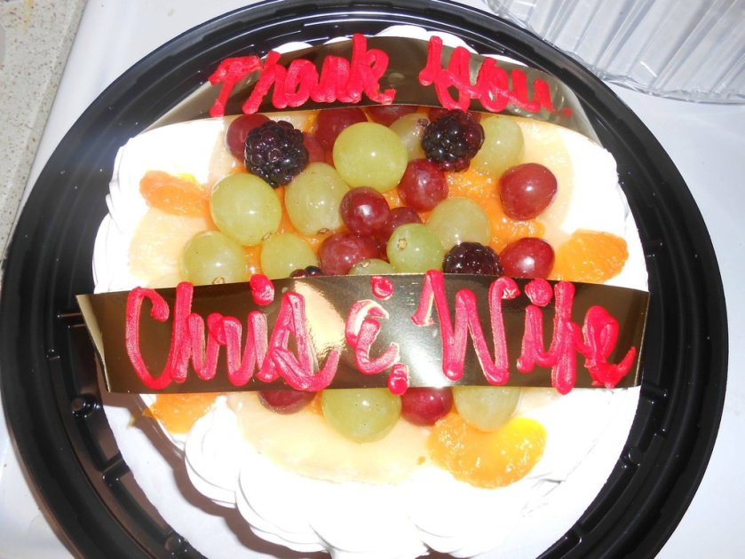 thank you cake for chris and wife