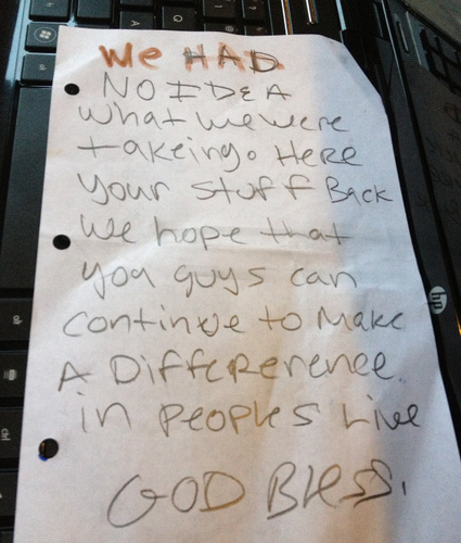 burglars letter