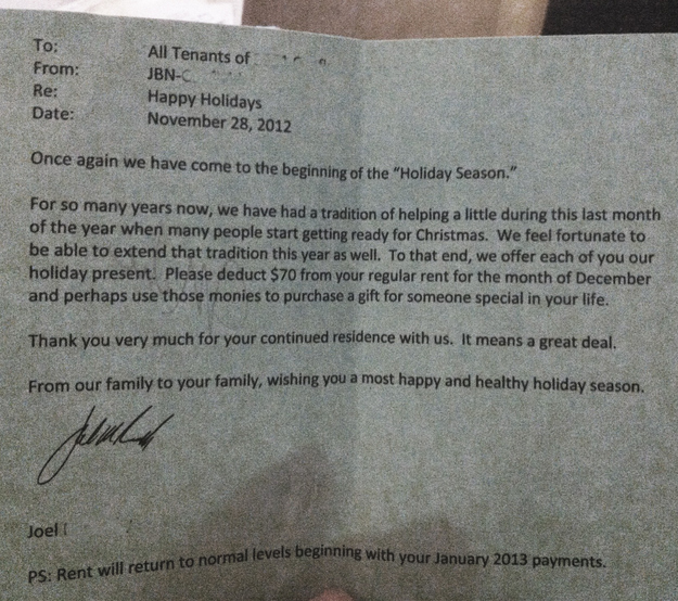 deduct $70 rent - kindness