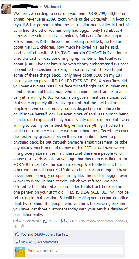 walmart embarasses veteran