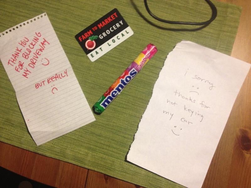 thanks for not keying my car