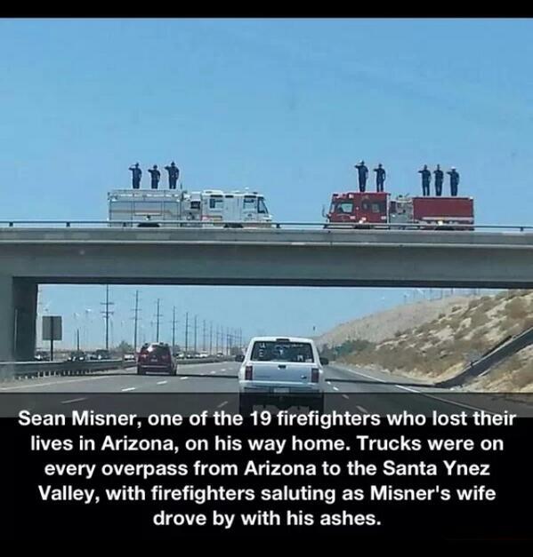 firefighters paying their respects
