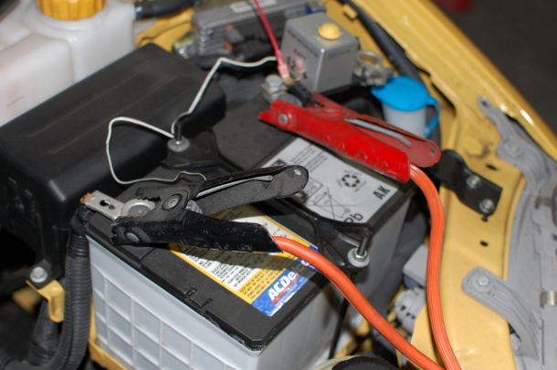 jump start a battery