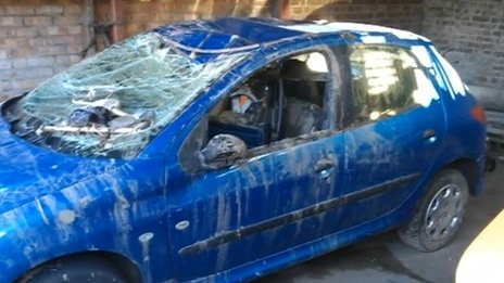 Miss Thompson said she lost control of her car when she swerved to avoid a van