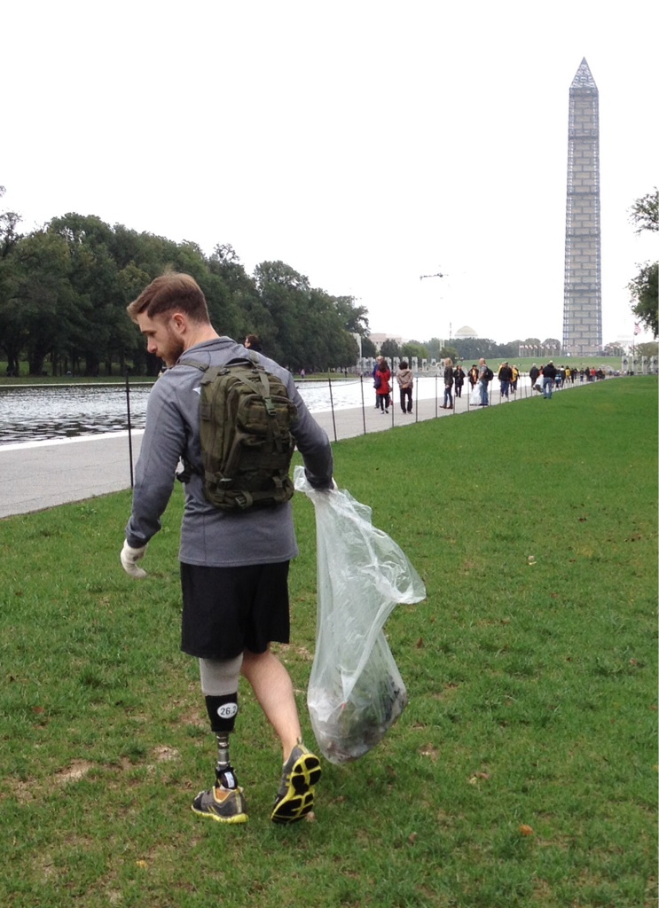 a Wounded Warrior who walked three miles today picking up trash.