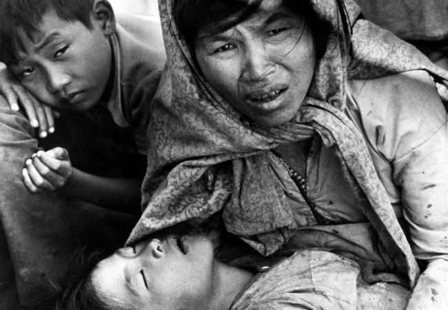 refugee on a small boat,