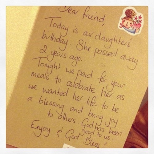 grieving couple celebrate their daughter's life with an act of kindness