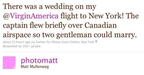 Plane diverted so two gentlemen could marry