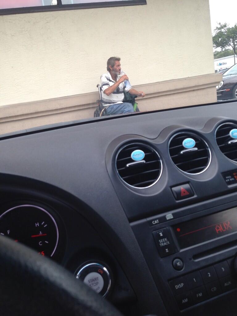 water and man in wheelchair