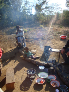 family in a village in zambia