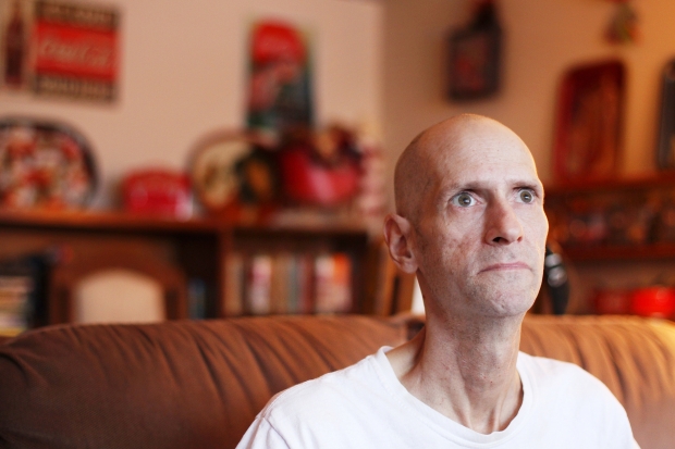 Scott Murray, suffering from non-Hodgkins lymphoma, who now says he’s ‘on bonus time,’ as doctors had given him until this past Christmas, is running into financial issues as he tries to balance his pharmacy bills among everything else. Photograph by: Cole Burston , Ottawa Citizen