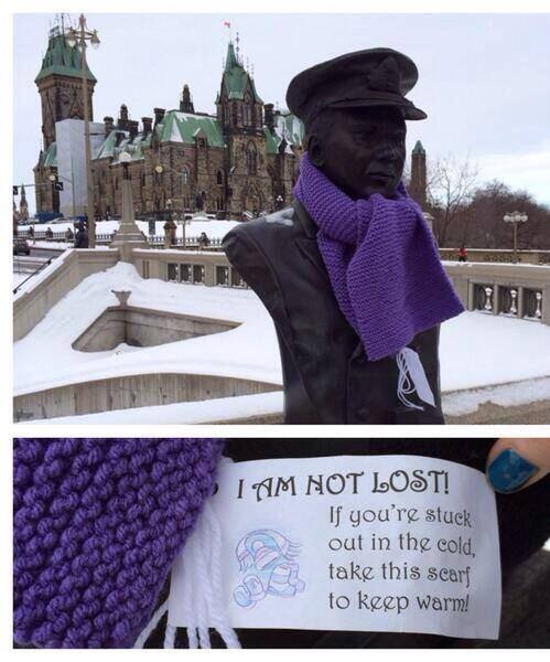  "Temps are supposed to drop tonight so someone in Ottawa, Ontario is placing these around the city"