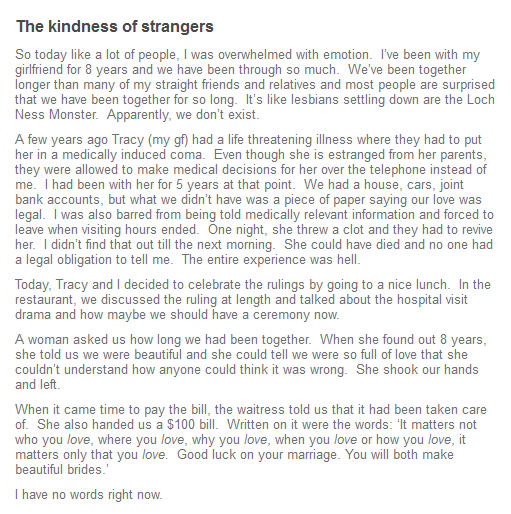 One Anchor's touching story of what happened to her today after #DOMA decision