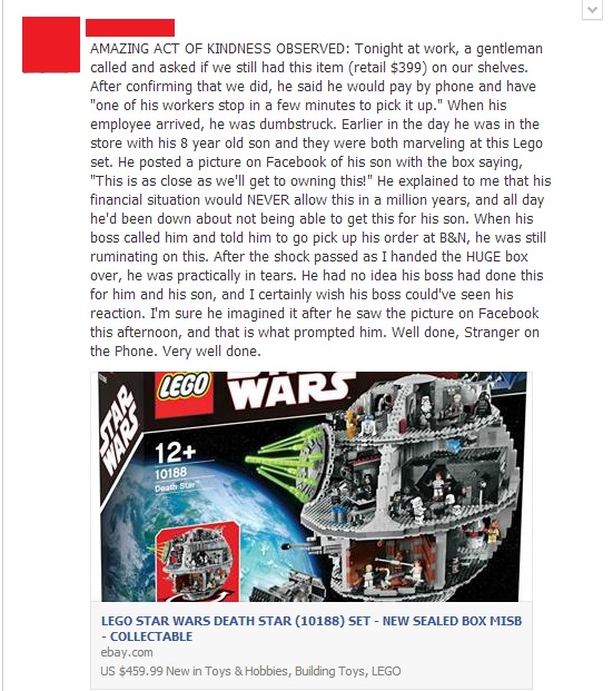 boss pays for his employees son to have an expensive lego set - random act of kindness