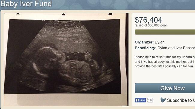 Baby Iver ... Dylan Benson's YouCaring page has well exceeded his $US36,000 goal. Source: Supplied