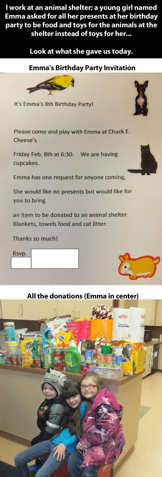 Little Girl's Bithday Kindness - No Presents for Her