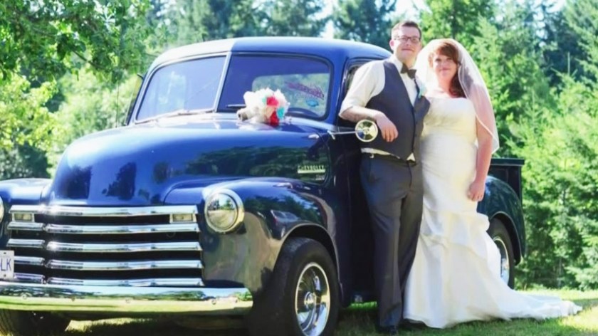 Dylan and Robyn Benson pose in this wedding photo.
