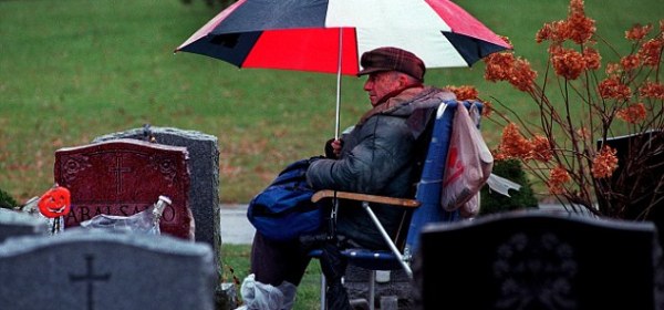: Rocky 'Roque' Abalsamo has sat by the grave of his wife, Julita, at St. Joseph's Cemetery in Boston since she died in 1993. On January 22 he passed away