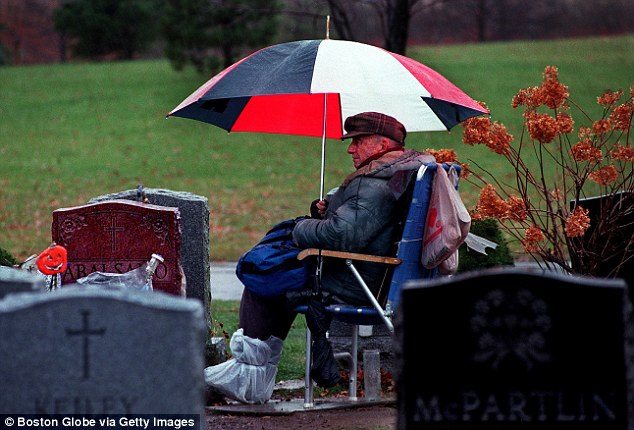 : Rocky 'Roque' Abalsamo has sat by the grave of his wife, Julita, at St. Joseph's Cemetery in Boston since she died in 1993. On January 22 he passed away
