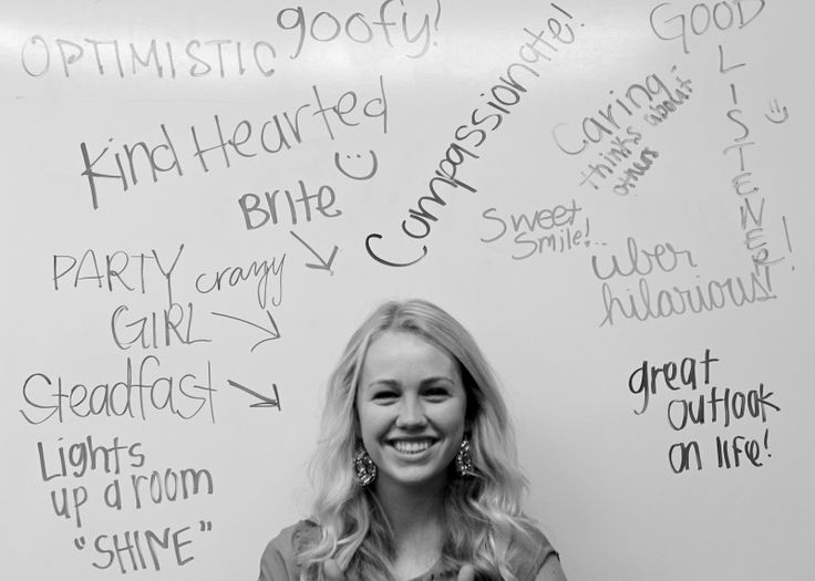 Have a student sit on chair in front of white board and have others write a positive phrase about them, then take a picture. Don't let them see it...till they get the photo! Such a great end of the year activity