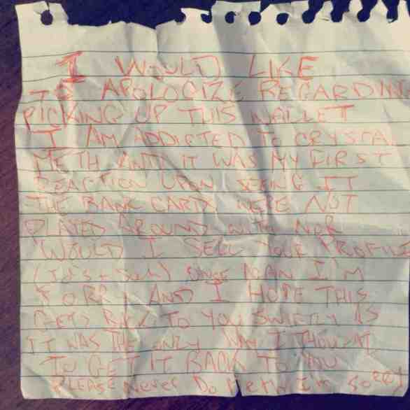 meth addict's apology