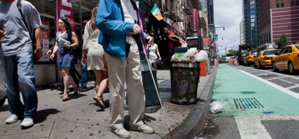 blind man crossing road