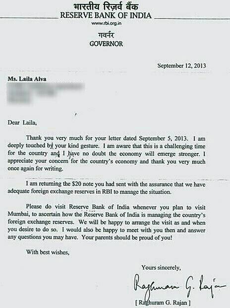 A 10-year-old girl sent $20 to the Reserve Bank of India to help the economy. Here's their reply.
