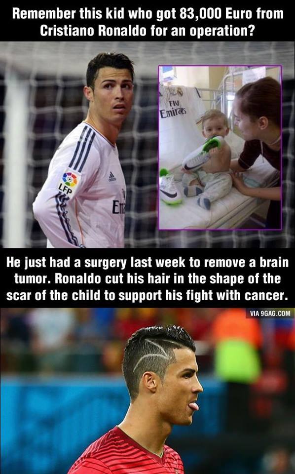 Cristiano Ronaldo's zig-zag hair is 'tribute to child with cancer'  