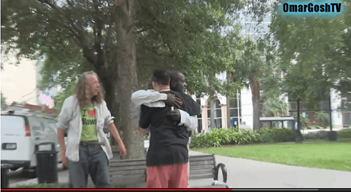 Giving The Homeless New Shoes and Shirt Off Back