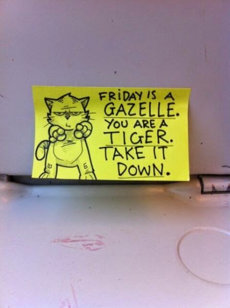 Motivational Post-it Notes on Trains 