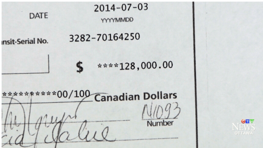 A stranger gave this bank draft to Stephanie Headley. (CTV)