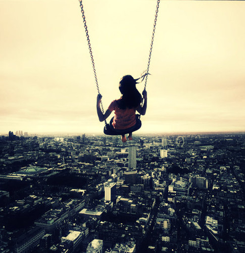city,panorama,city,swing,girl,atmosphere,photo