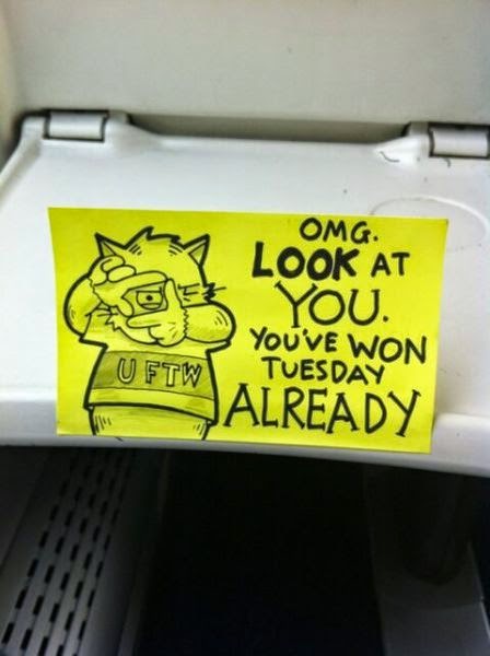 Motivational Post-it Notes on Trains 