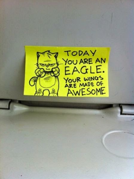 Motivational Post-it Notes on Trains 