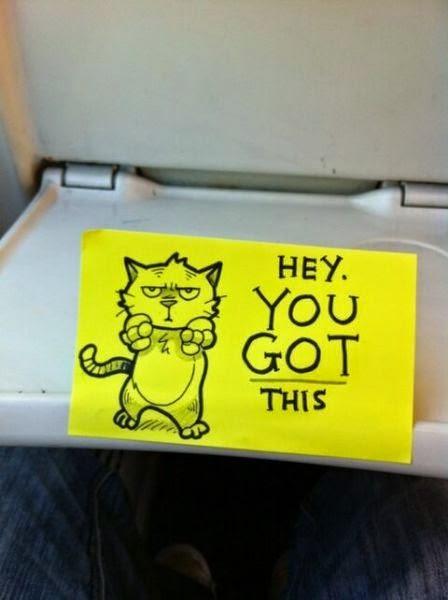 Motivational Post-it Notes on Trains 
