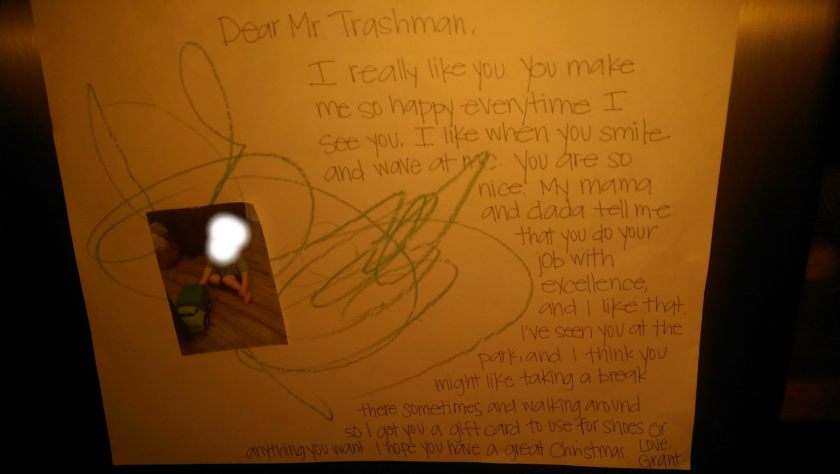 A Little Boy's Lovely Note to a Trash Truck Driver