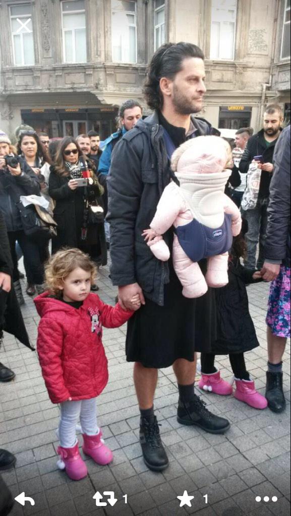Men support women's rights in Turkey... by wearing miniskirts