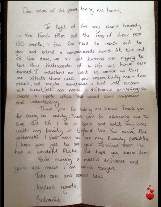 Bethanie's Letter to An Airline Pilot