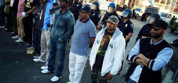 Citizens lining up to protect Baltimore Police.