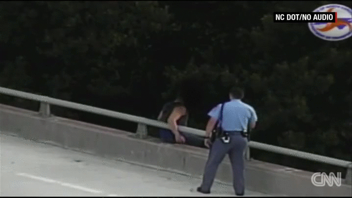 Officer Talks Suicidal Man Out of Jumping off of Bridge