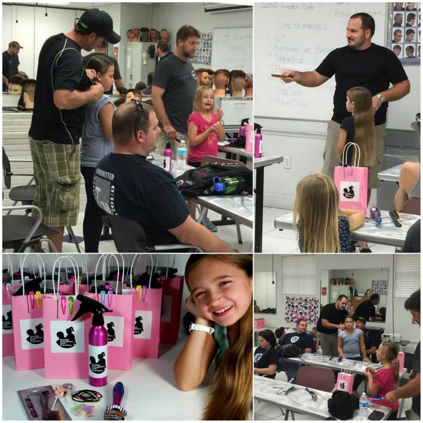 Dad and Daughter's Hair Class