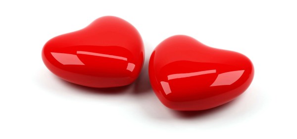 Two shiny red hearts