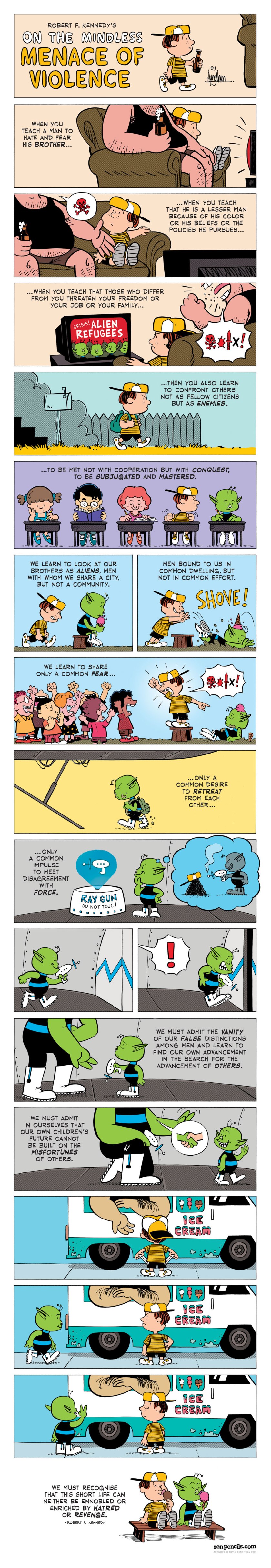 on the mindless menace of violence - a cartoon