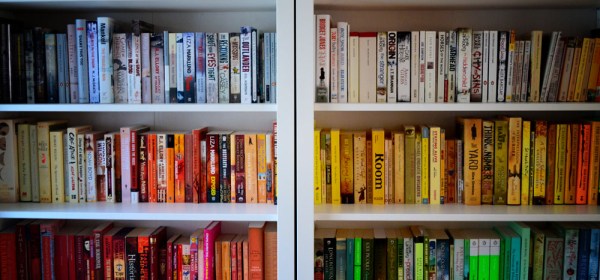 coloured bookcase