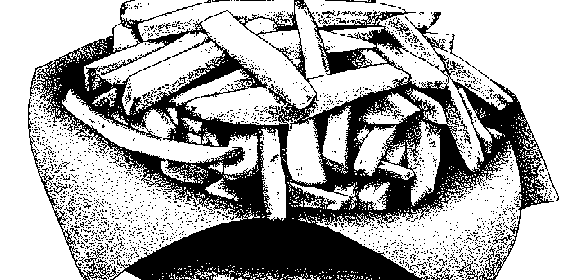 french fries black and white