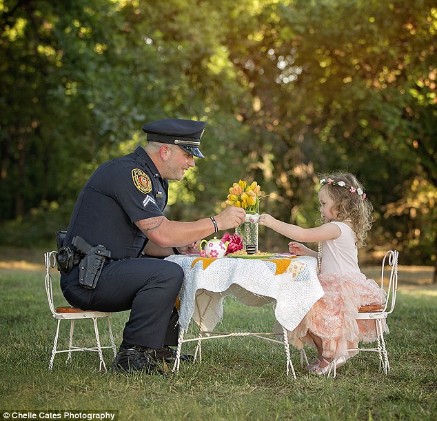 A toast to life: The heart-melting tea party was organized by Bexley's mother to mark the one-year anniversary of the toddler's very close call